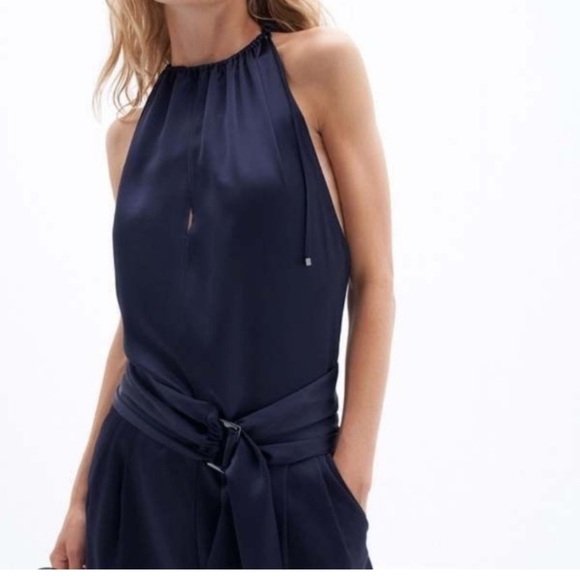 Filippa K Belted jumpsuit in crushed satin with pleated draping size 36 US 6 - Picture 2 of 4